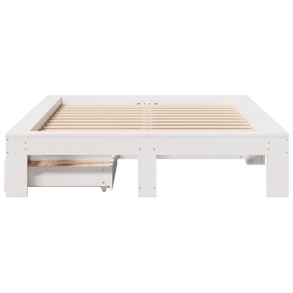 Cama sem colchão 135x190 cm madeira de pinho maciça branco