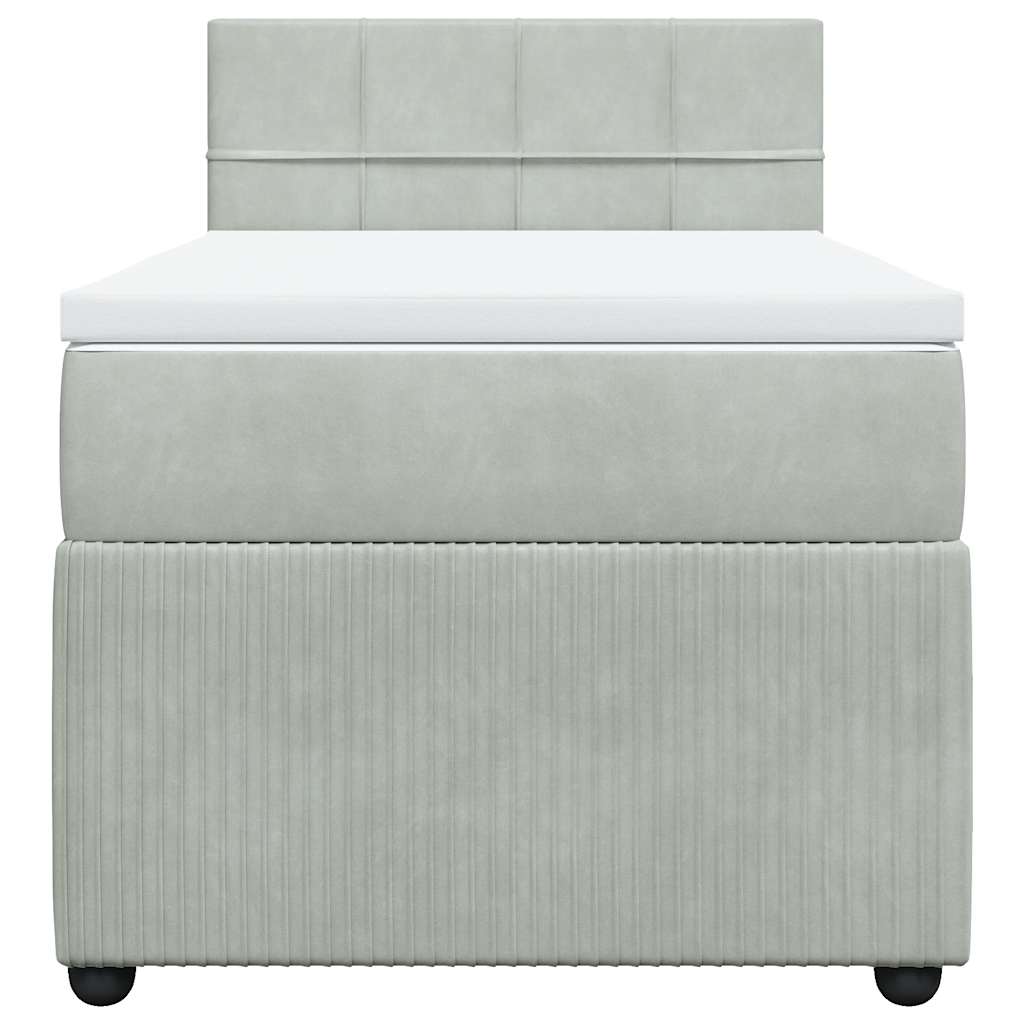 Cama com molas/colchão 80x200 cm veludo cinza-claro