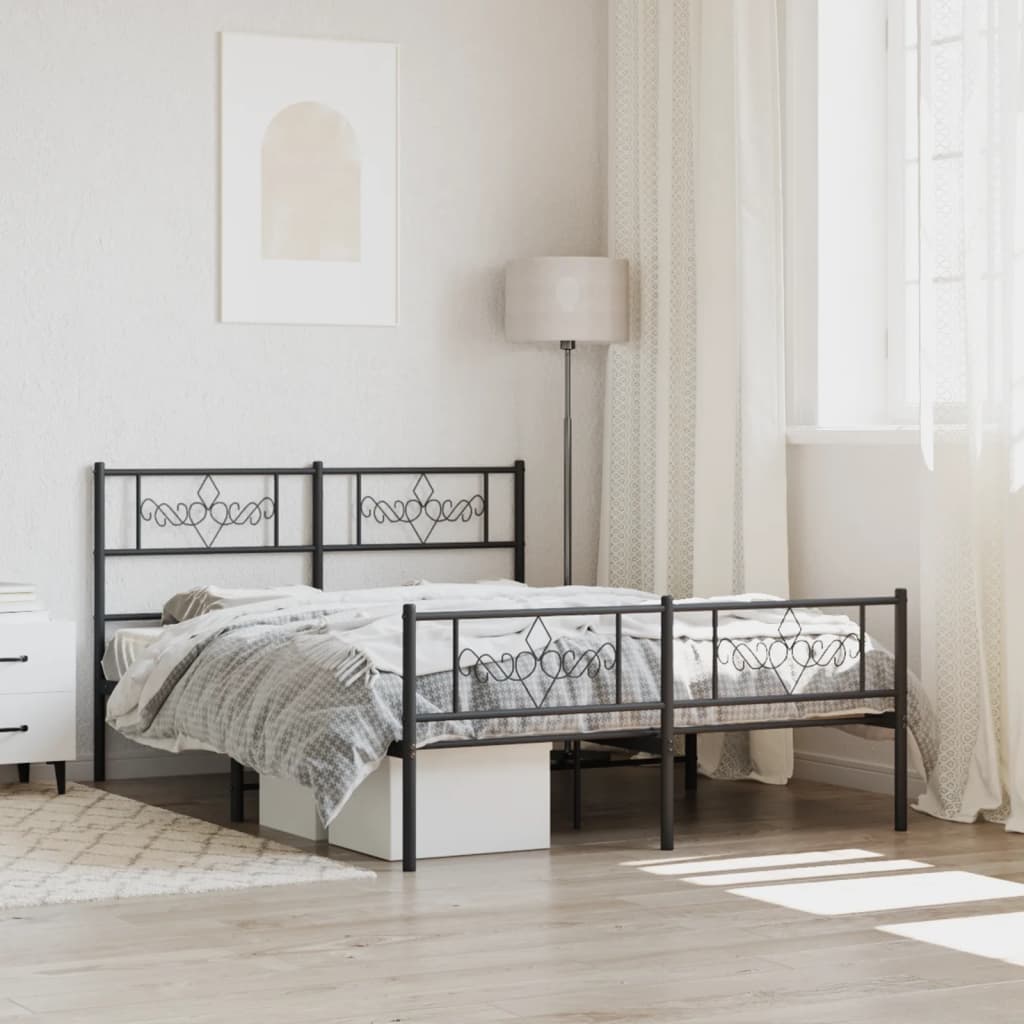 Estrutura de cama sem colchão com pés 160x200 cm preto