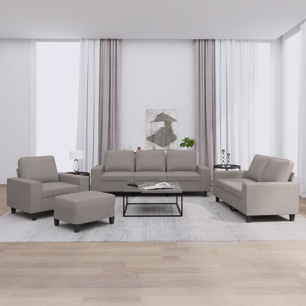4 Pcs conjunto de sofás tecido cinzento-acastanhado