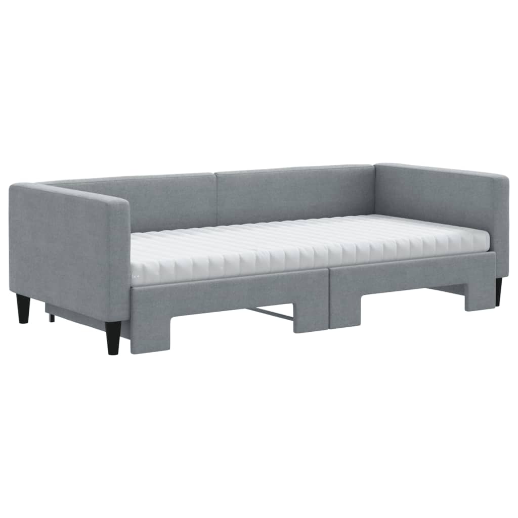 Sofá-cama c/ gavetão e colchões 90x190 cm tecido cinzento-claro