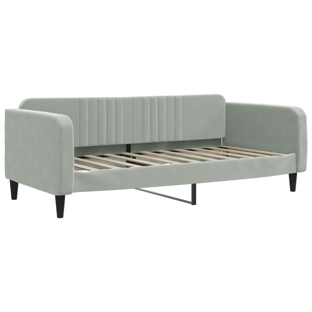Sofá-cama c/ gavetão e colchões 90x190 cm veludo cinzento-claro