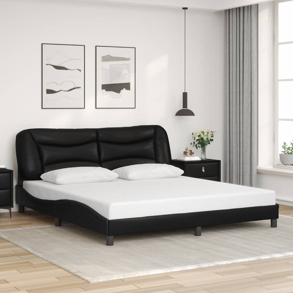 Estrutura de cama sem colchão hvar 180x200cm couro artificial preto