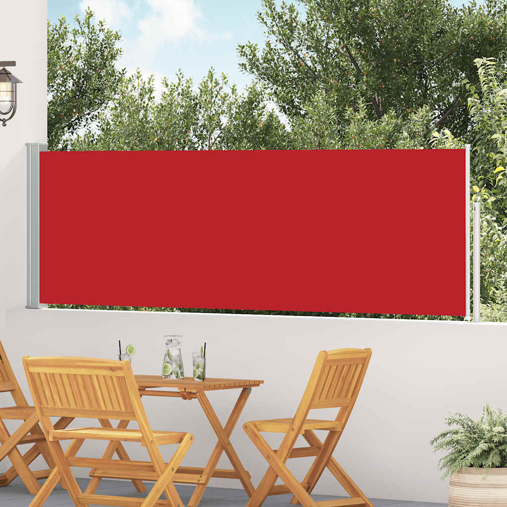 Toldo lateral retrátil para pátio 100x500 cm vermelho