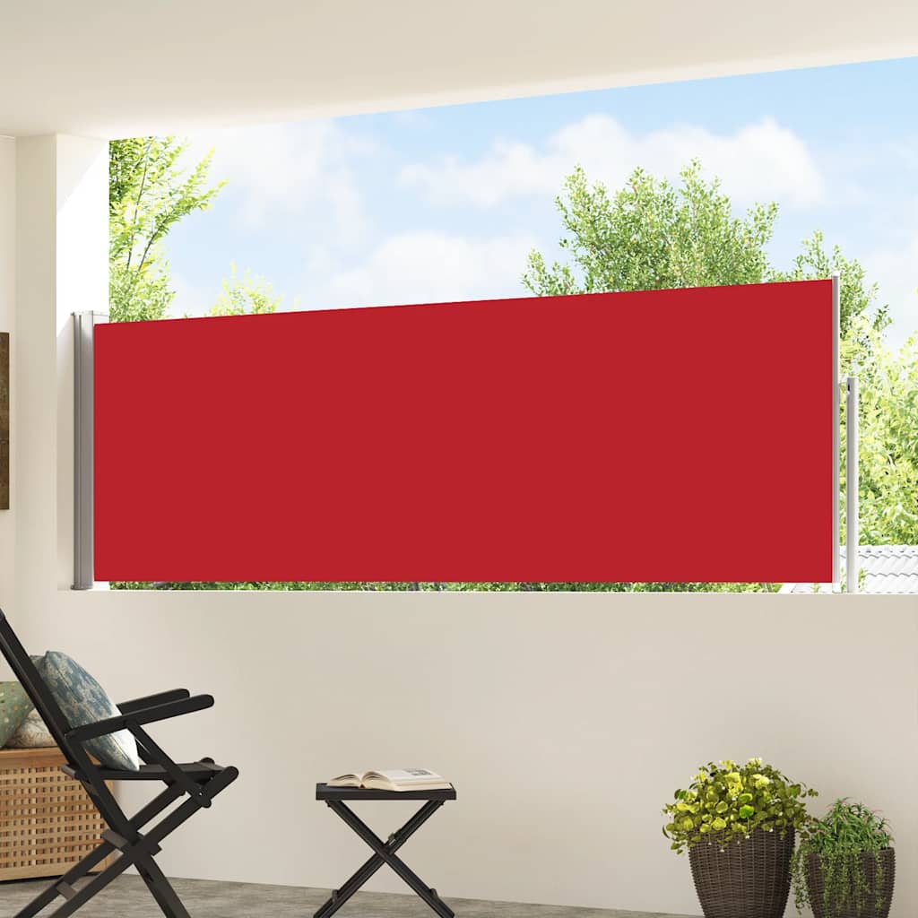 Toldo lateral retrátil para pátio 100x500 cm vermelho