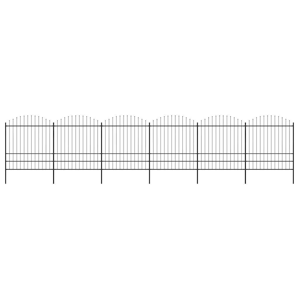 Cerca de jardim com topo em forma de lança em aço 1005x200 cm, preta