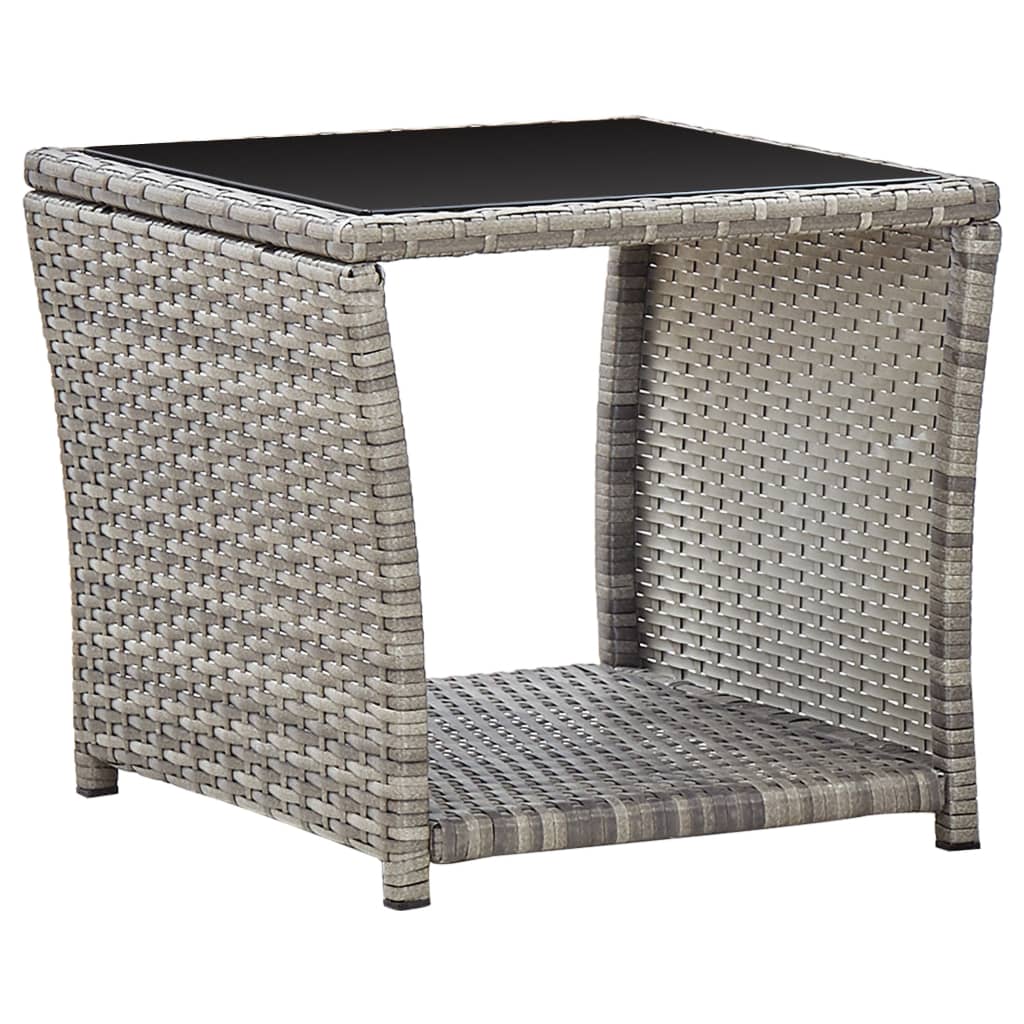 2 Pcs conjunto de jantar p/ jardim c/ almofadões vime PE cinza