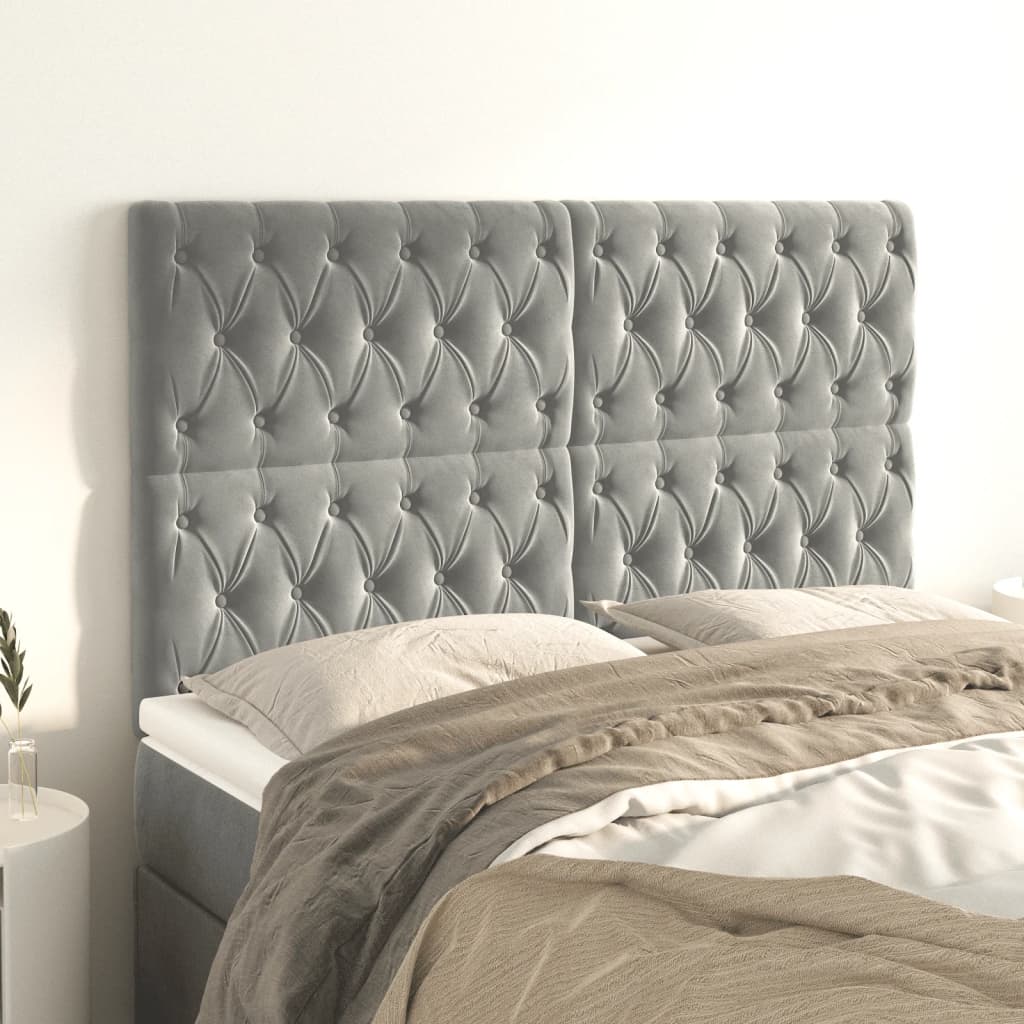 Cabeceira cinza claro 160x7x118/128 cm veludo