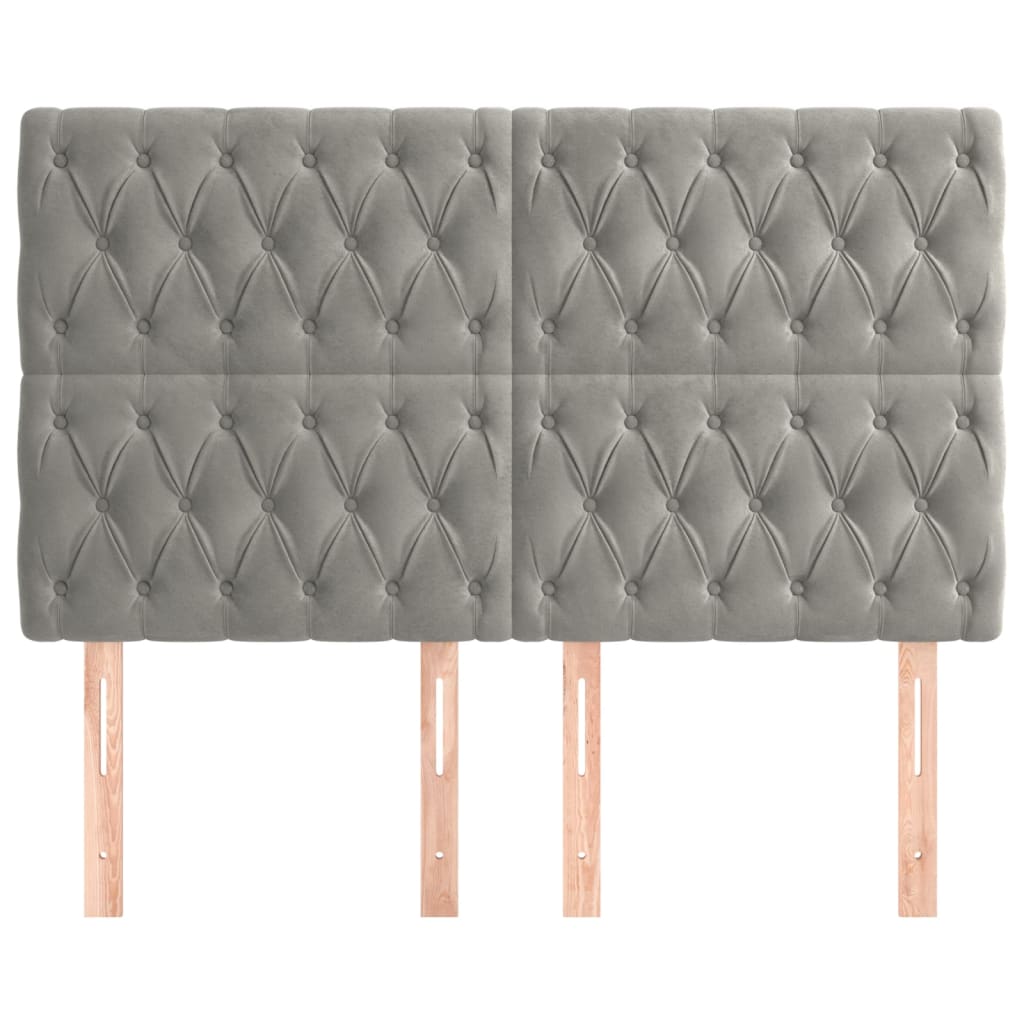 Cabeceira cinza claro 160x7x118/128 cm veludo