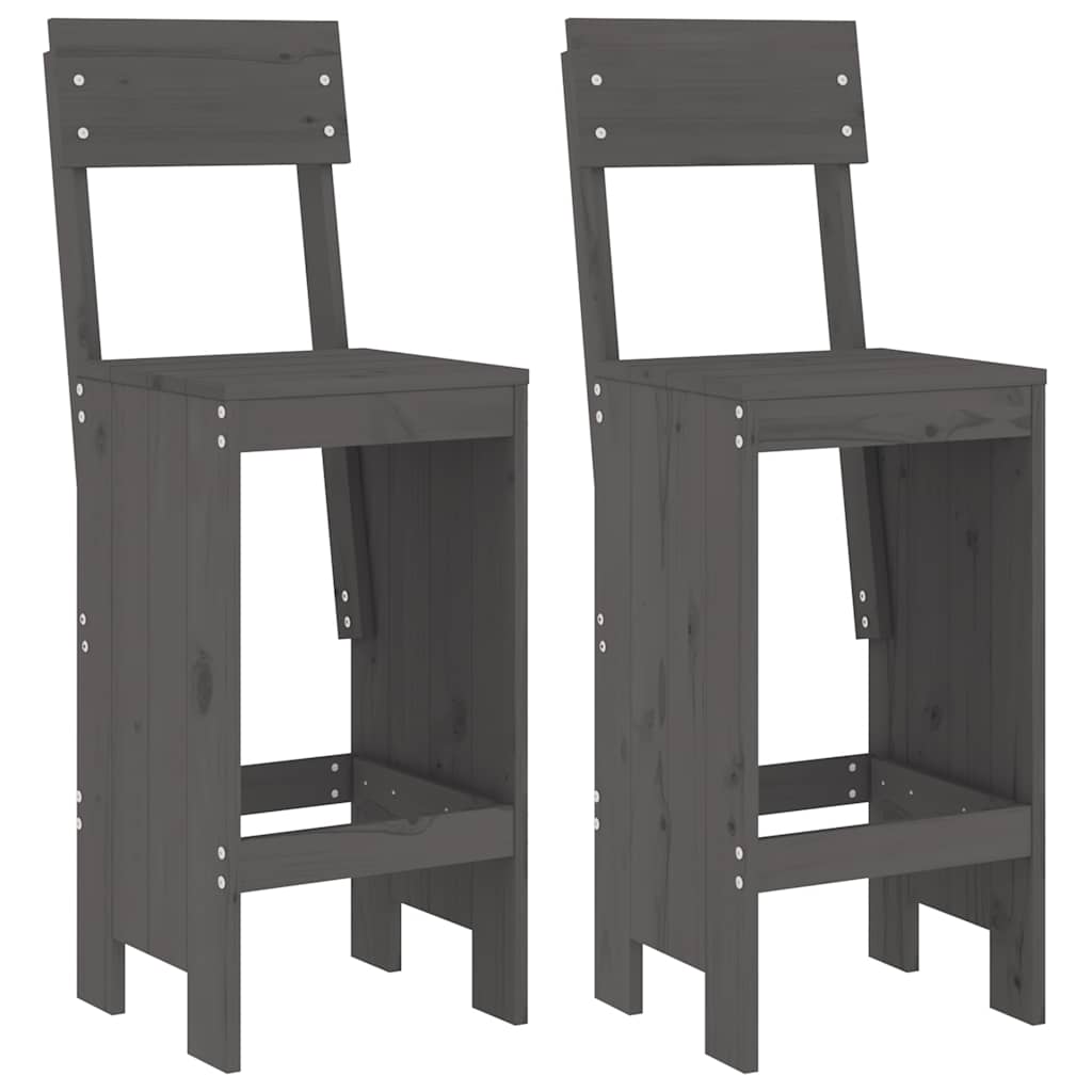 3 Pcs conjunto de bar para jardim pinho maciço cinzento