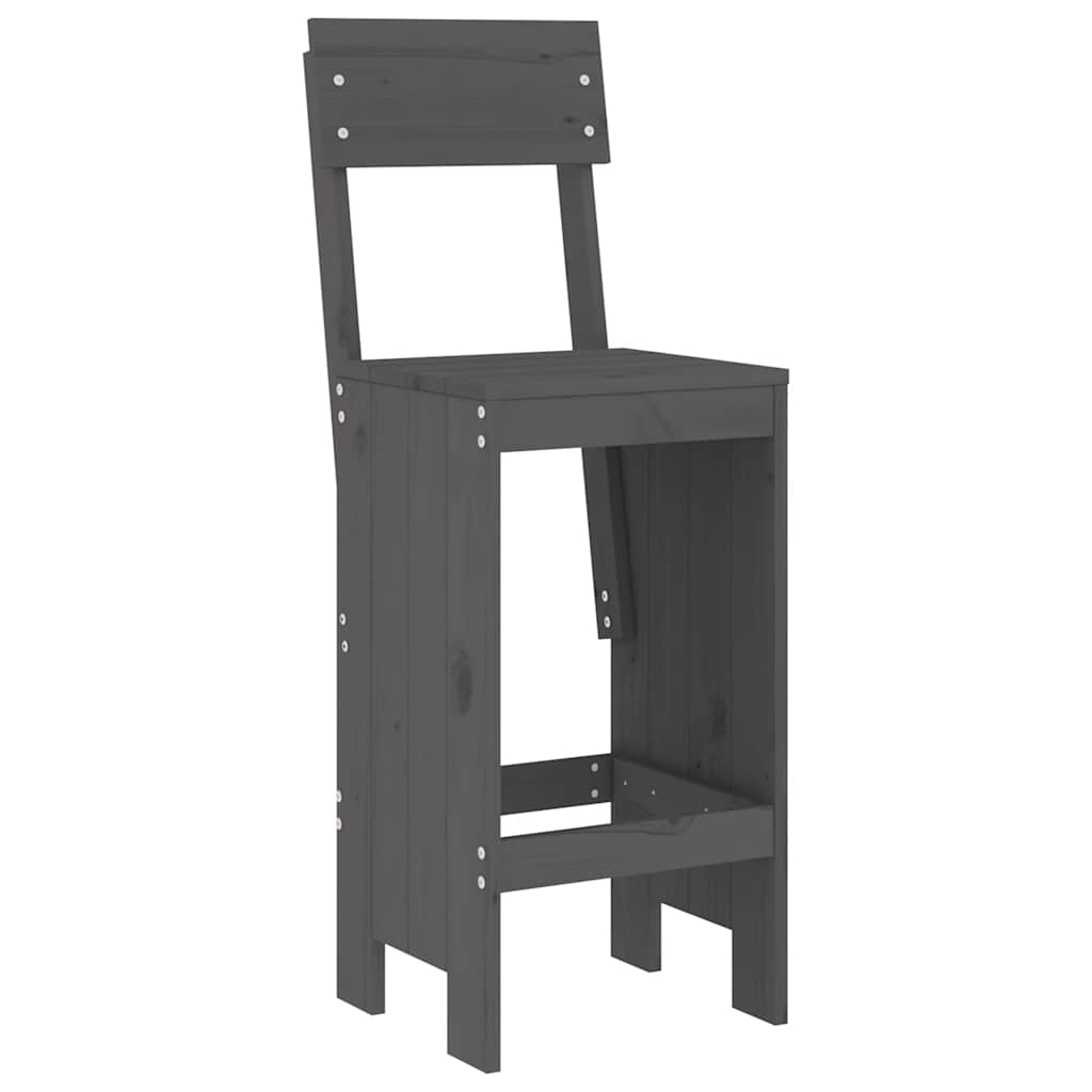 3 Pcs conjunto de bar para jardim pinho maciço cinzento