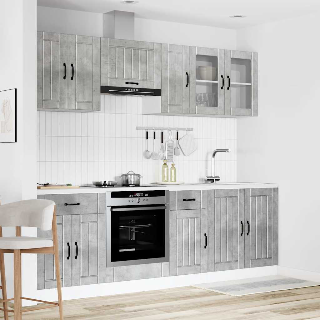 8 Peças armário de cozinha conjunto lucca cinzento cimento