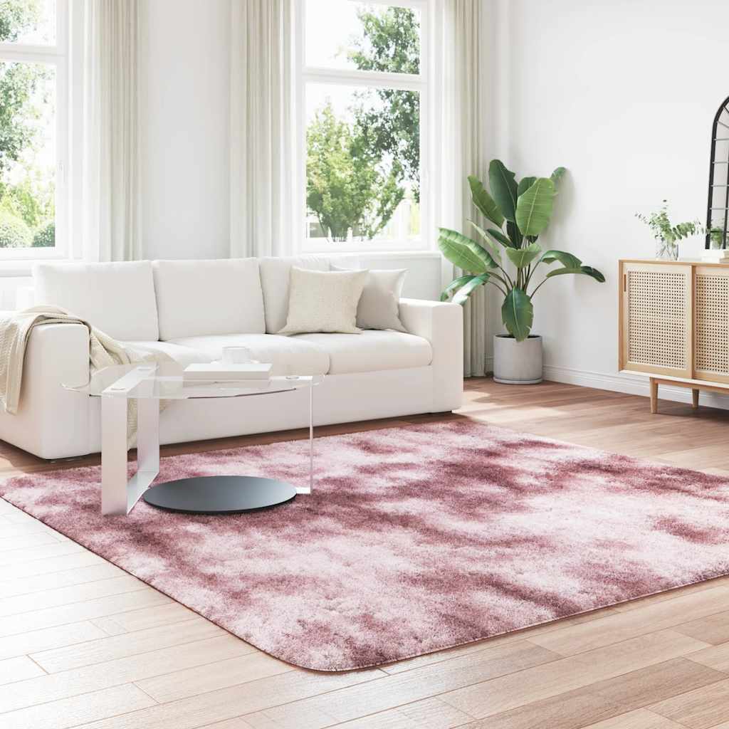 Tapete shaggy de pelo alto navarra 240x240 cm rosa empoeirado