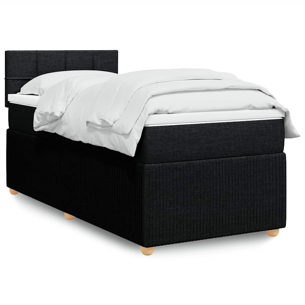 Cama com molas/colchão 80x200 cm tecido preto
