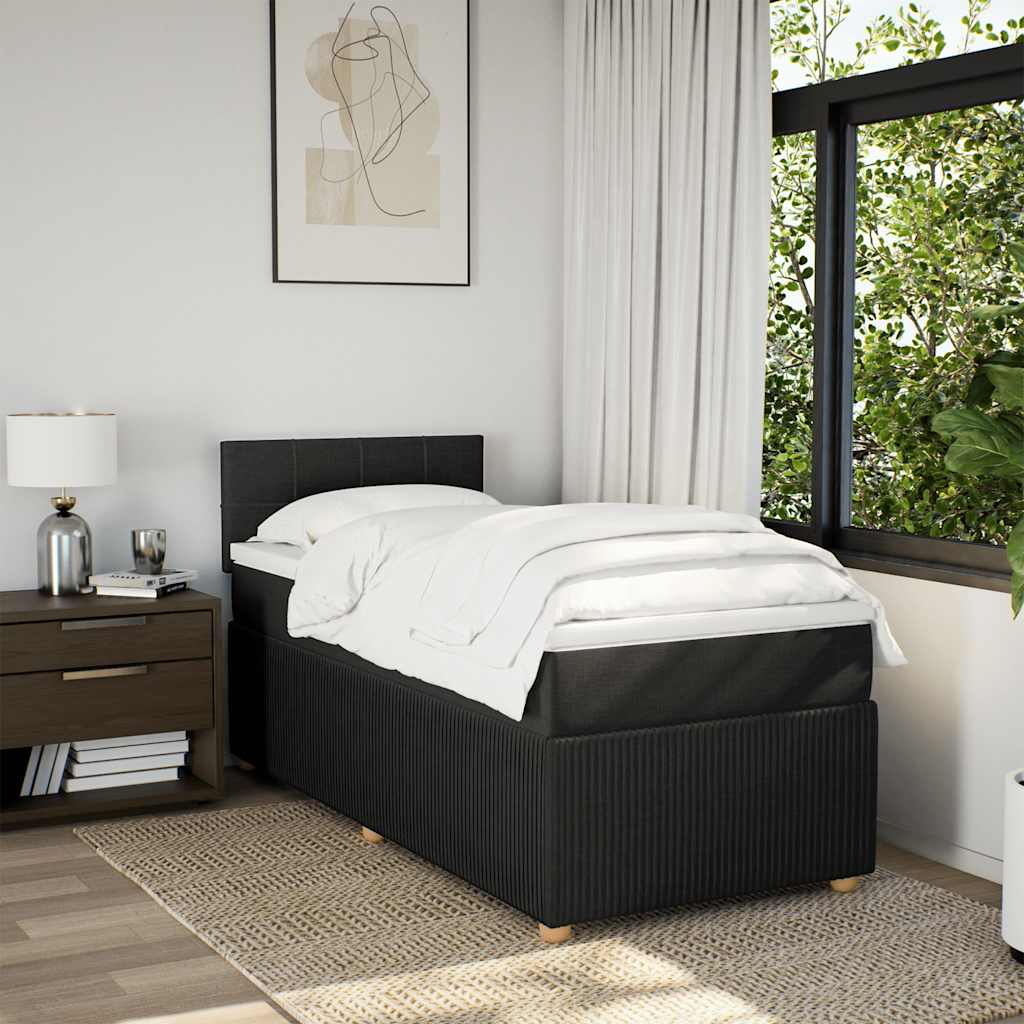 Cama com molas/colchão 80x200 cm tecido preto
