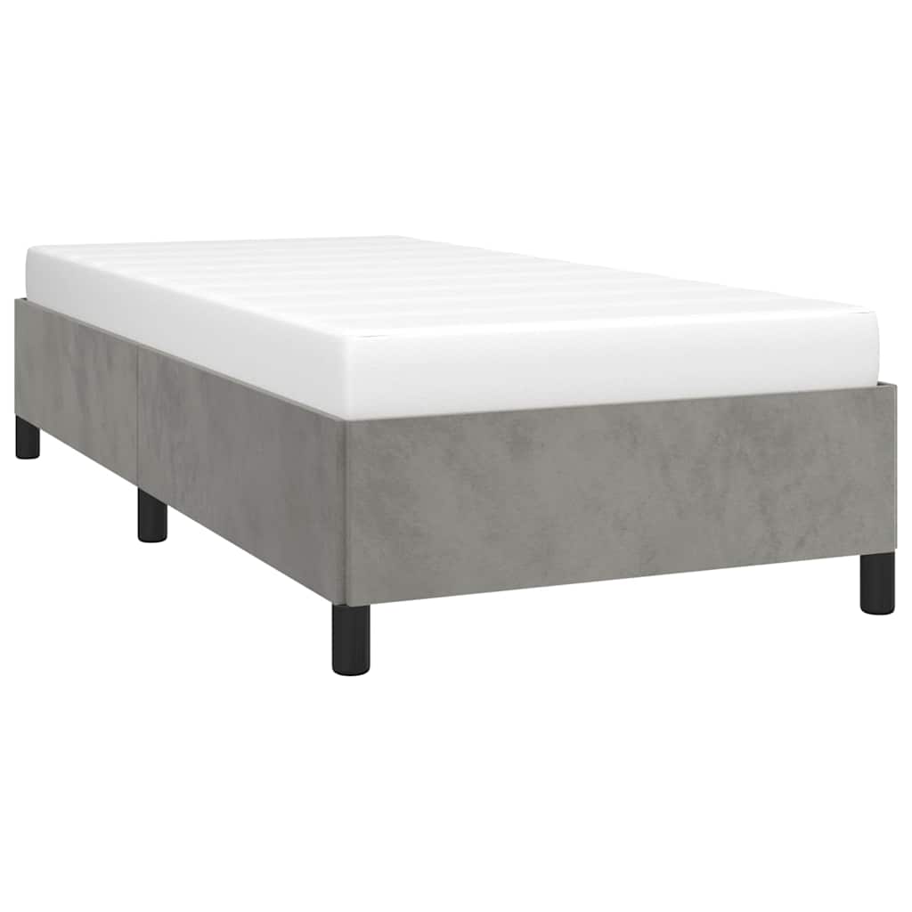 Estrutura de cama sem colchão, cinza claro, 100x203 cm, tamanho twin xl, veludo