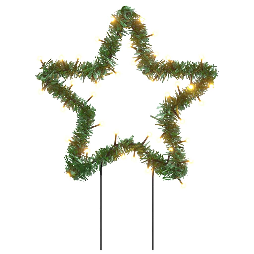 Decoração estrela de natal c/ luz e estacas 3 pcs 50 leds 29 cm
