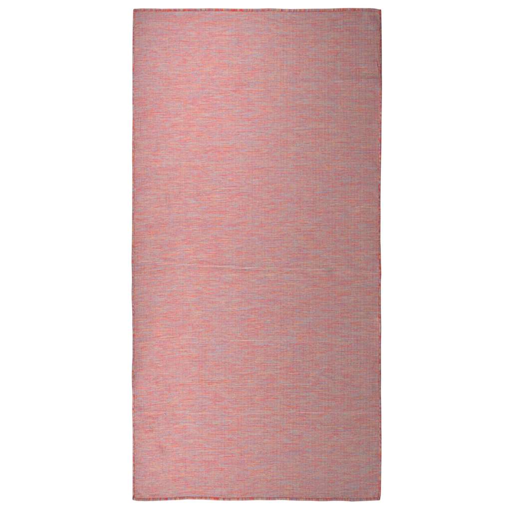 Tapete de tecido plano para exterior 100x200 cm vermelho