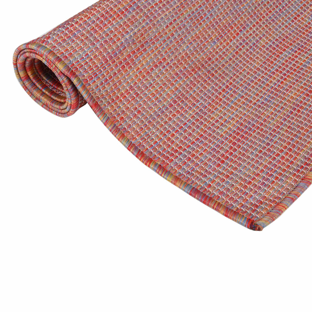 Tapete de tecido plano para exterior 100x200 cm vermelho