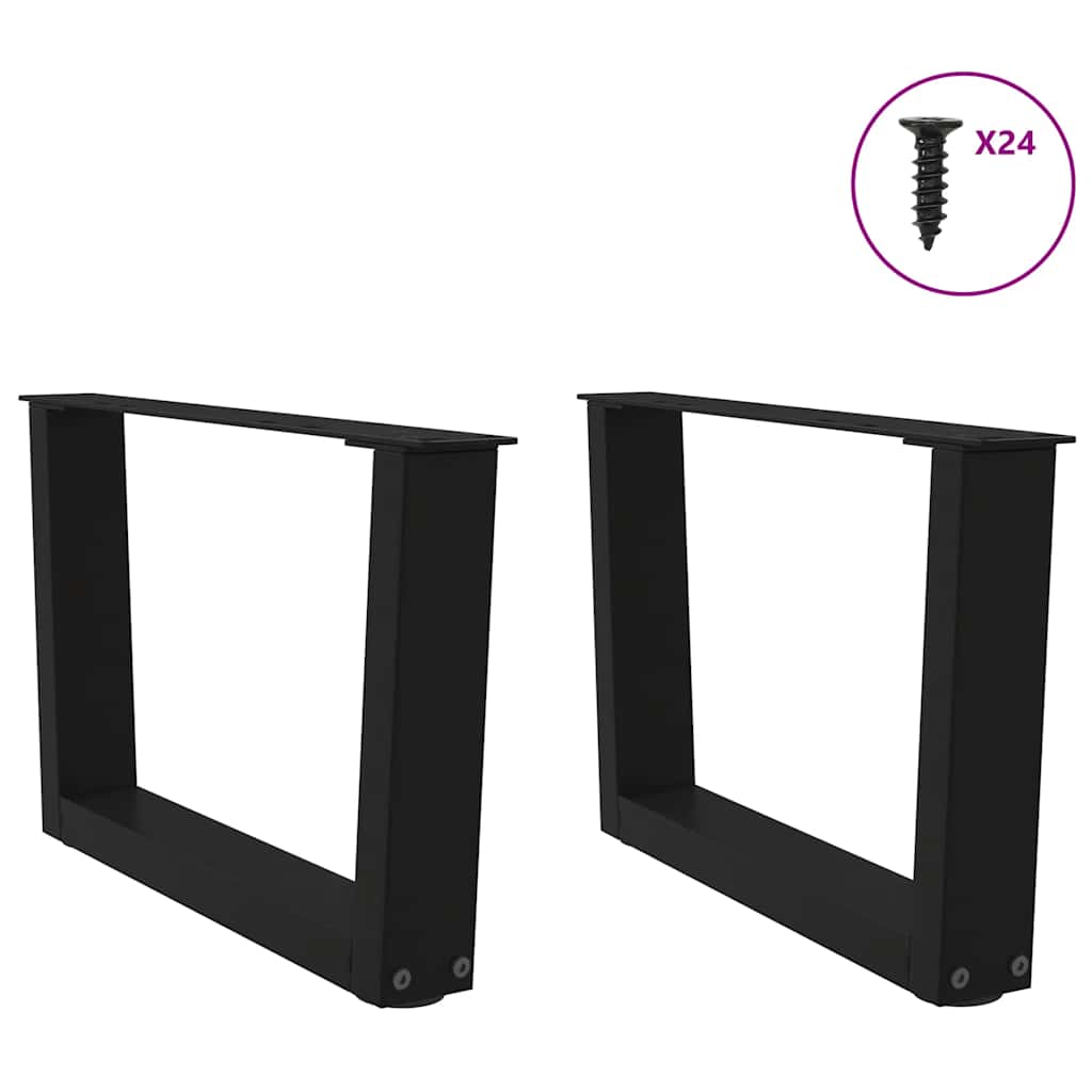Pés para mesa de centro em v 2 peças preto 50x(30-31,3) cm aço