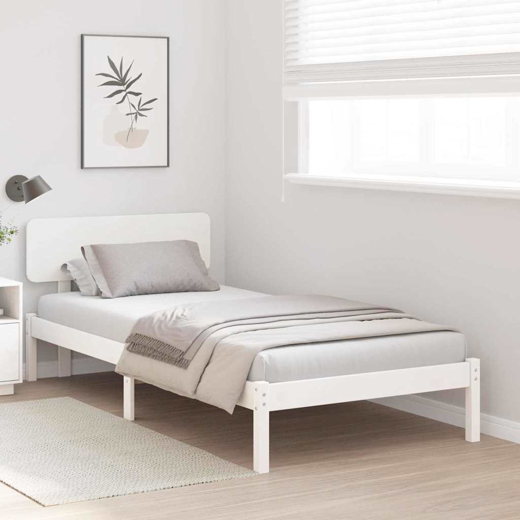 Estrutura da cama com cabeceira branco 100 x 200 cm