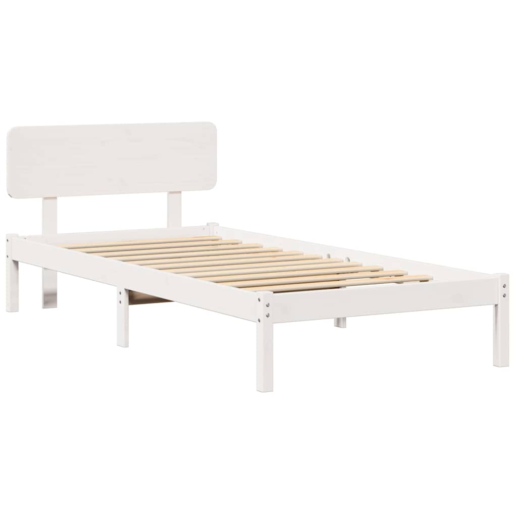 Estrutura da cama com cabeceira branco 100 x 200 cm
