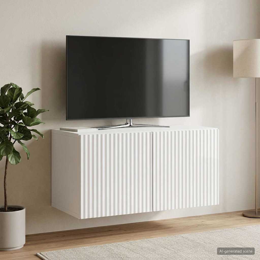 Gabinete de TV de parede branco brilhante 59,5 x 31 x 30 cm