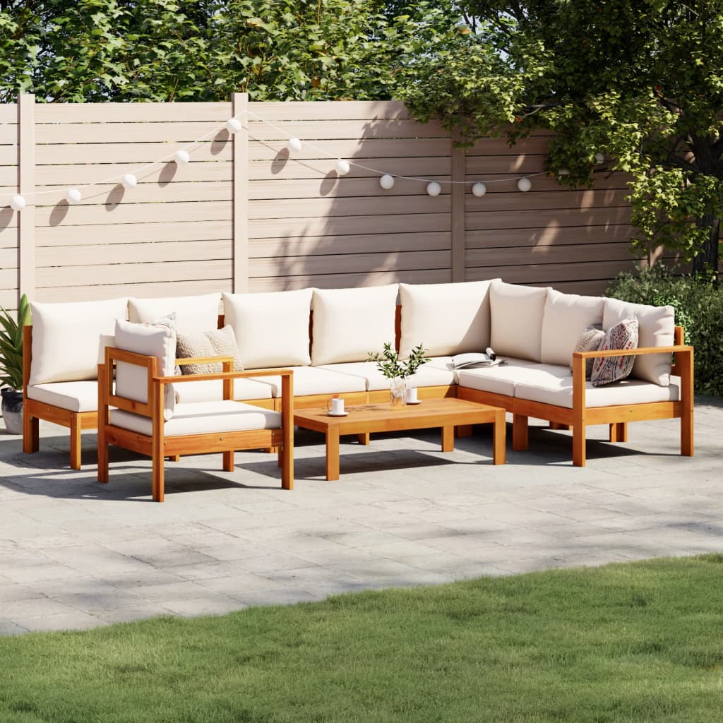 6 Pcs conjunto de sofás de jardim com almofadões acácia maciça