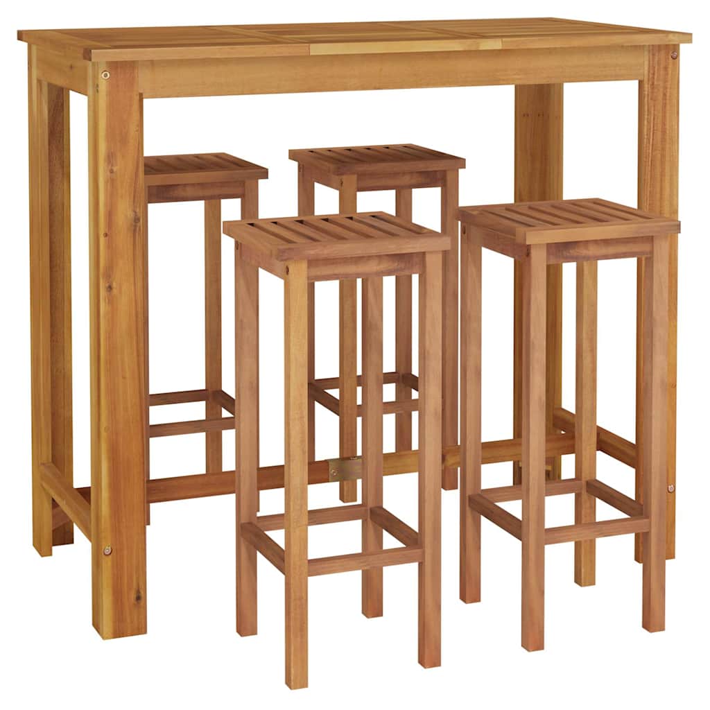 5 Pcs conjunto de bar para jardim madeira de acácia maciça