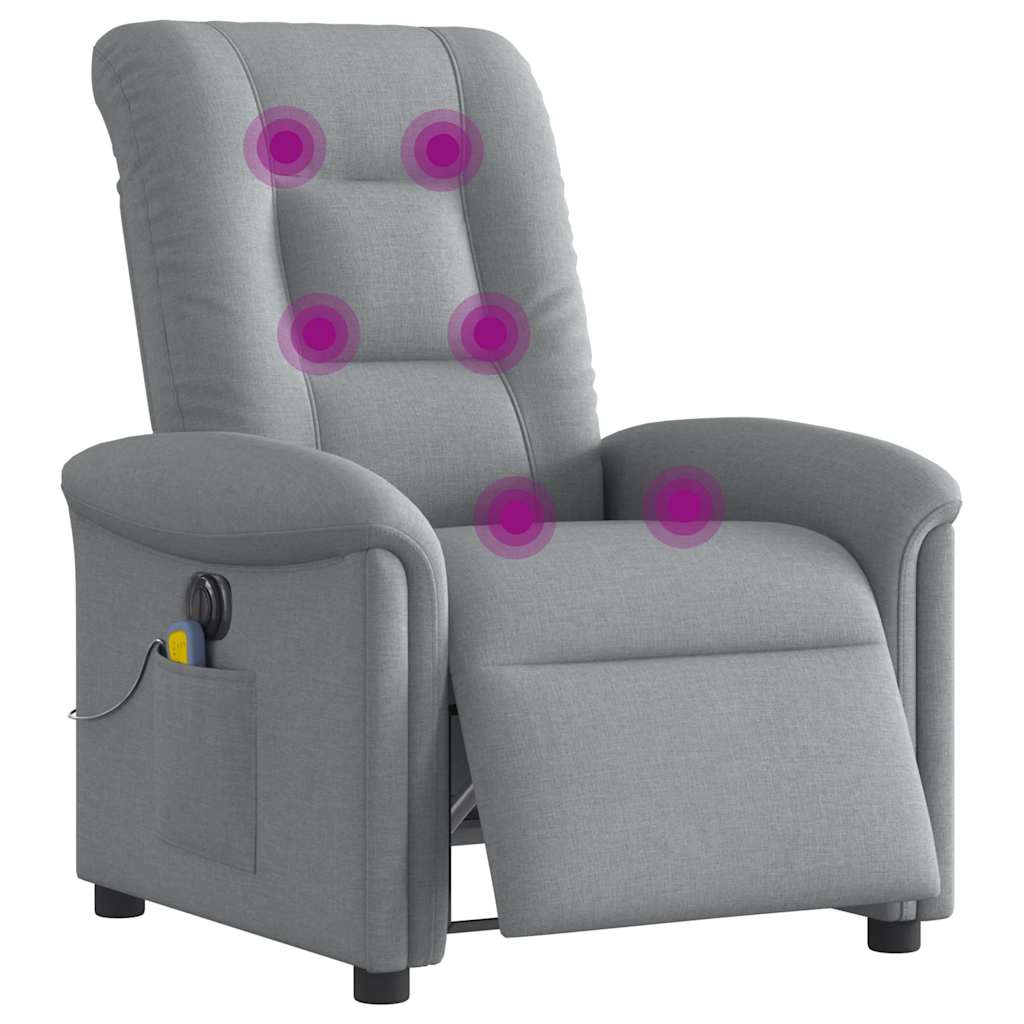 Poltrona de massagens reclinável elétrica tecido cinzento-claro