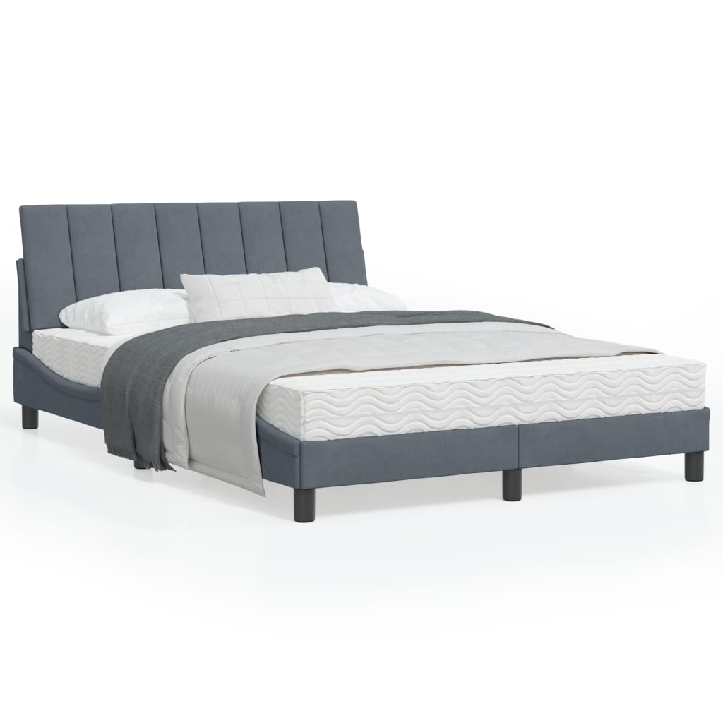 Cama com colchão hanko 120x200 cm veludo cinzento-escuro