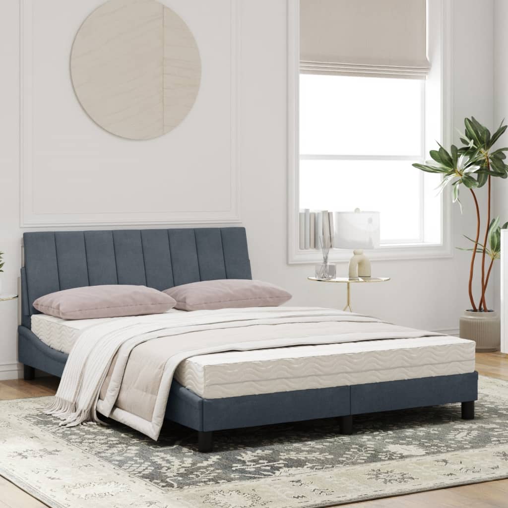 Cama com colchão hanko 120x200 cm veludo cinzento-escuro
