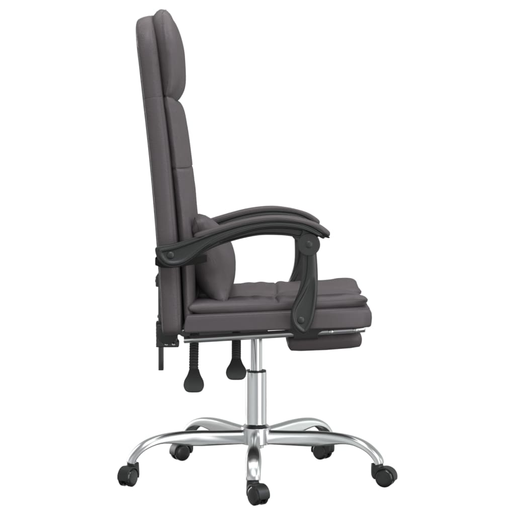 Cadeira escritório massagens reclinável couro artificial cinza