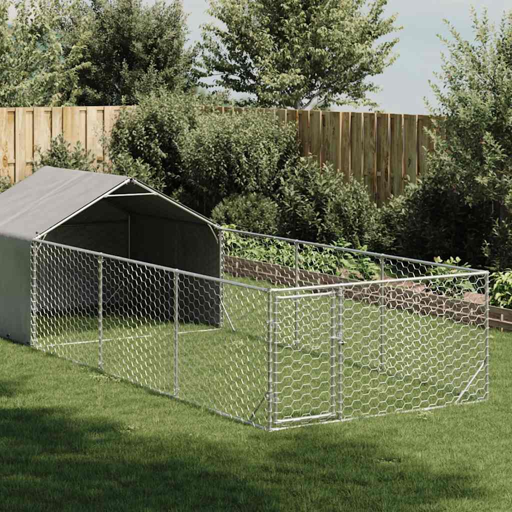 Canil exterior para cães com corredor 6x2x1,5 m aço galvanizado