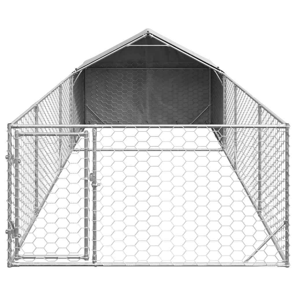Canil exterior para cães com corredor 6x2x1,5 m aço galvanizado