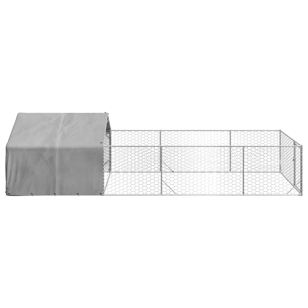 Canil exterior para cães com corredor 6x2x1,5 m aço galvanizado