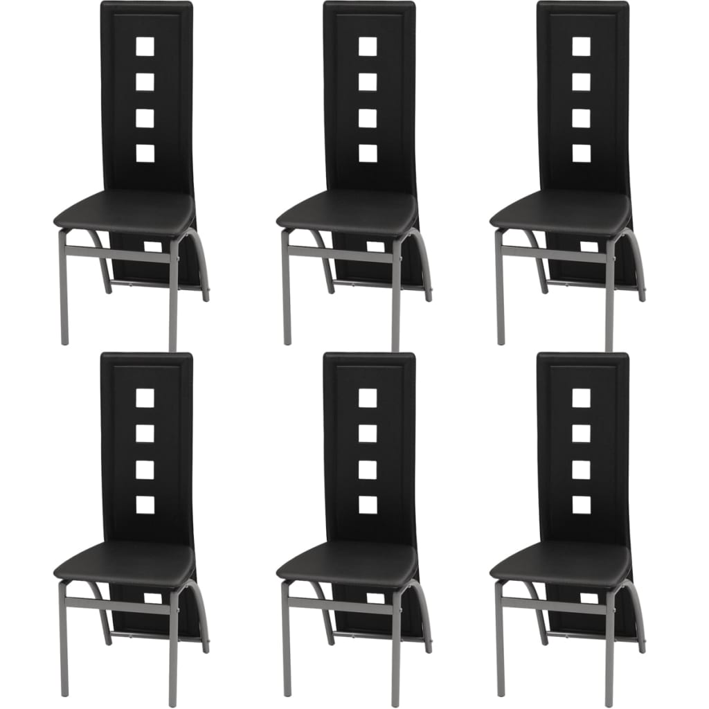 Cadeiras de jantar 6 pcs couro artificial preto