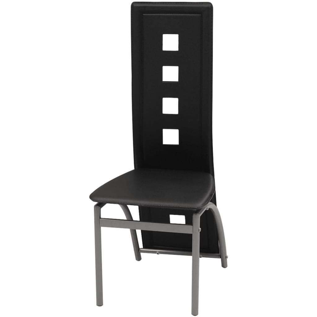Cadeiras de jantar 6 pcs couro artificial preto