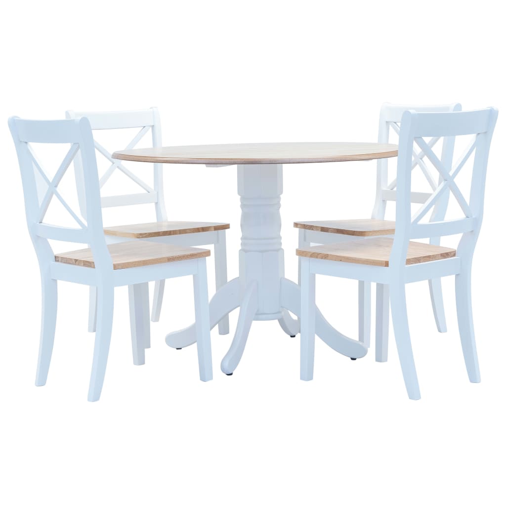 5Pcs conjunto jantar madeira seringueira maciça branco castanho