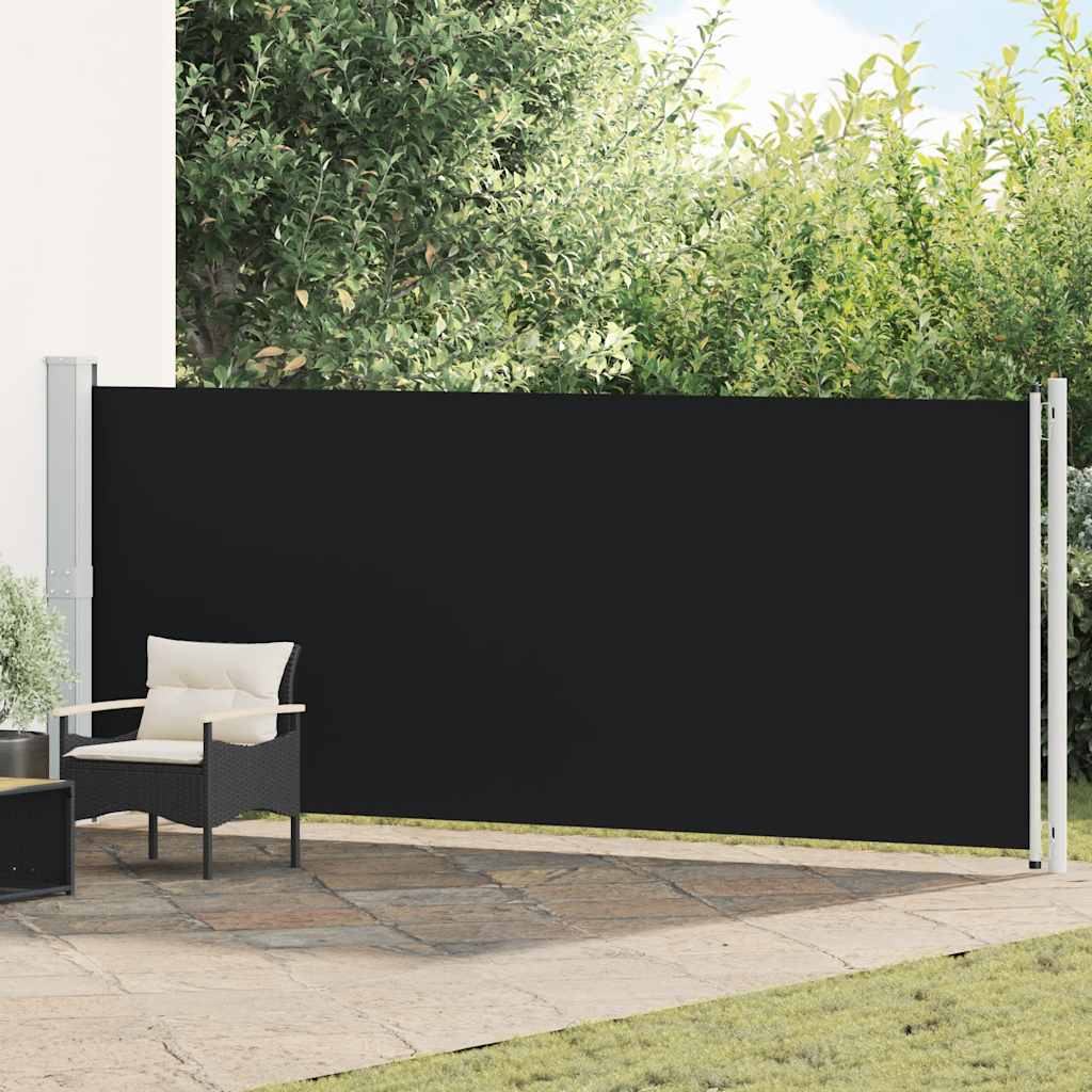 Toldo lateral retrátil para pátio 600x160 cm preto