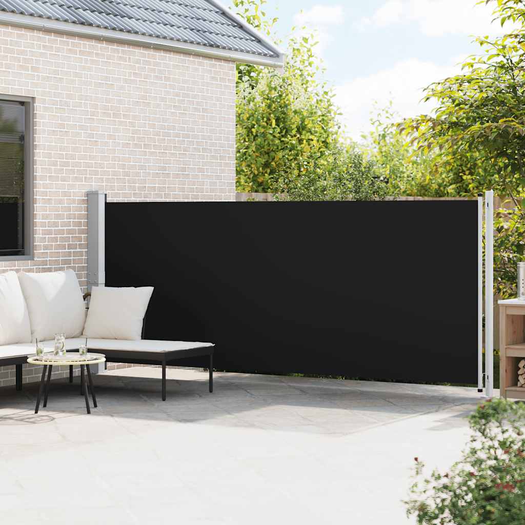 Toldo lateral retrátil para pátio 600x160 cm preto