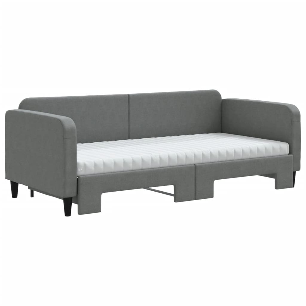 Sofá-cama c/ gavetão e colchões 90x190cm tecido cinzento-escuro