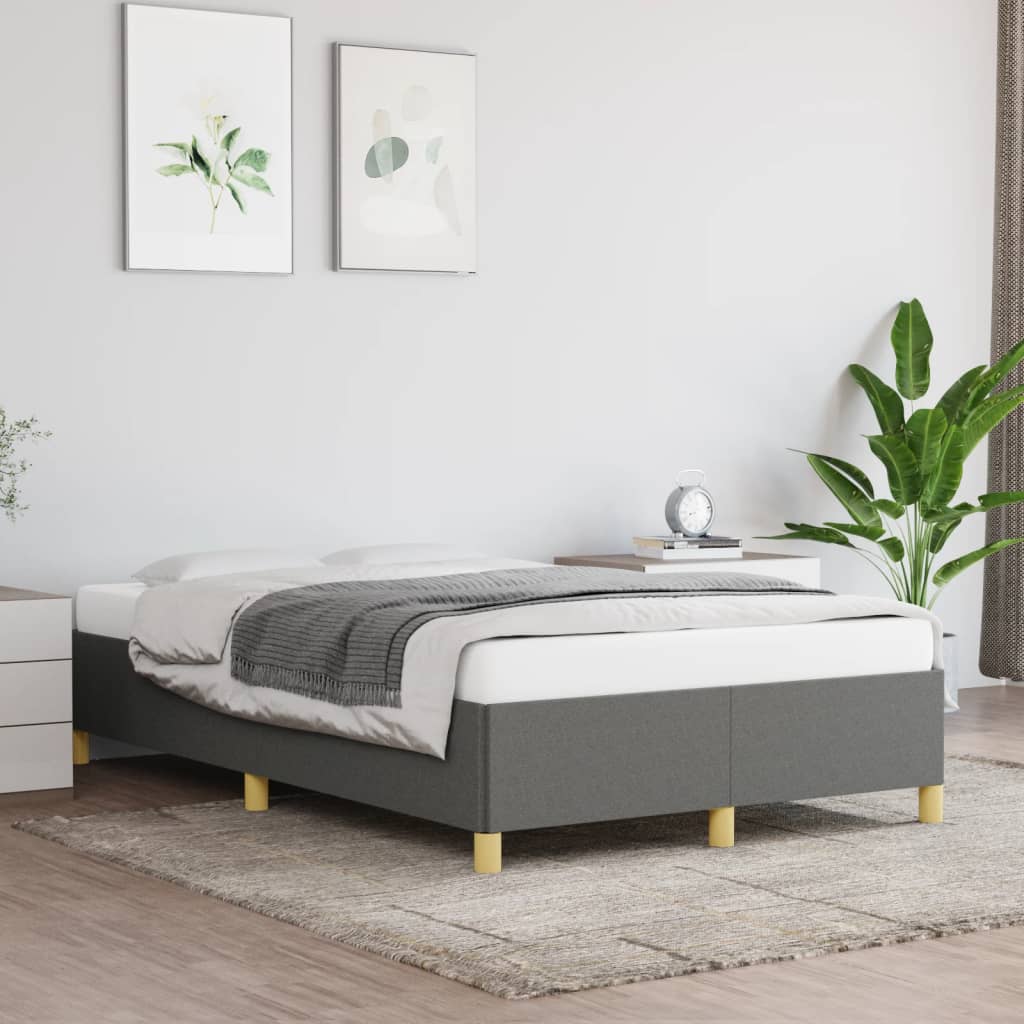 Estrutura de cama sem colchão 120x200 cm tecido cinzento-escuro