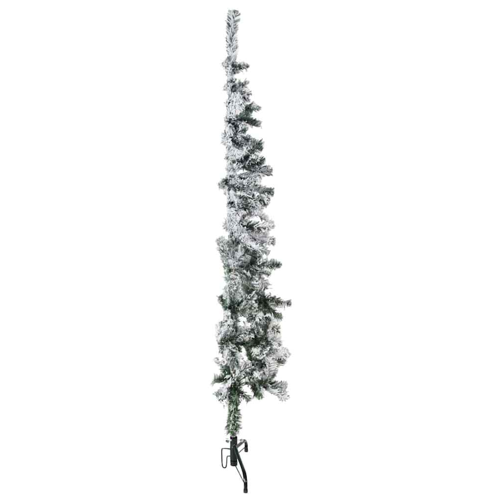 Meia árvore de natal fina com flocos de neve 150 cm