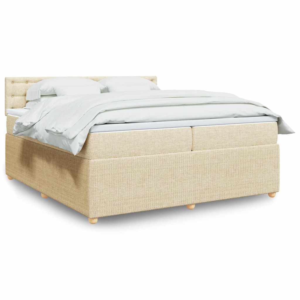 Cama com molas/colchão 200x200 cm tecido cor creme