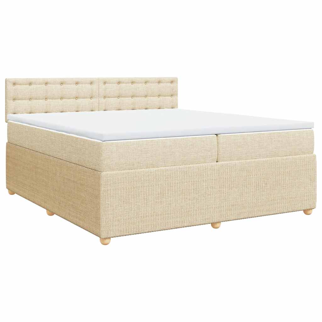 Cama com molas/colchão 200x200 cm tecido cor creme