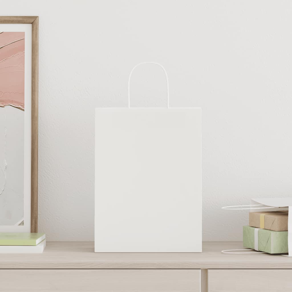 Sacos de papel 250 unid com alças branco 26x12x35 cm