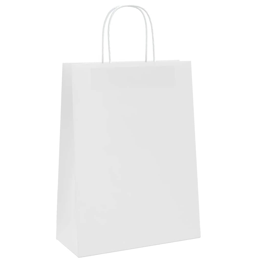 Sacos de papel 250 unid com alças branco 26x12x35 cm