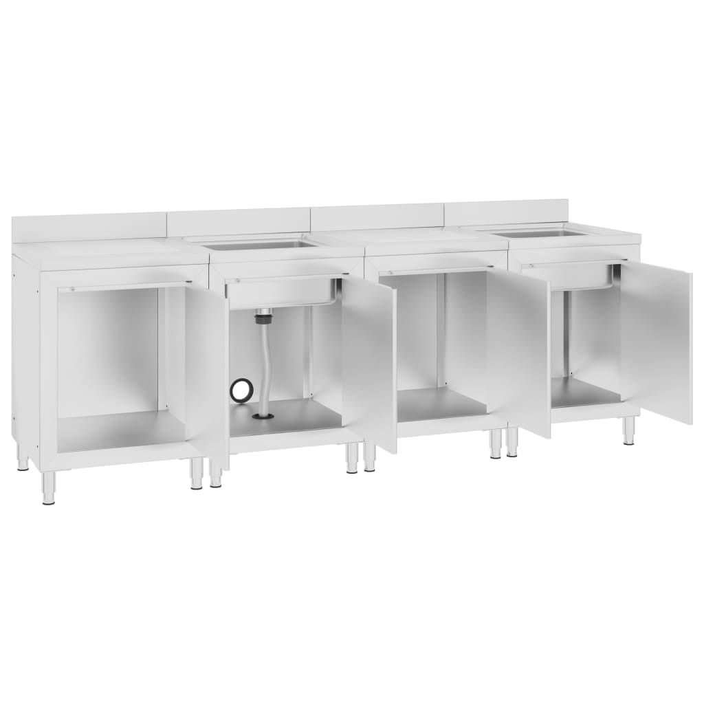 Armário c/ lava-louça cozinha comercial 240x60x96cm aço inoxid.