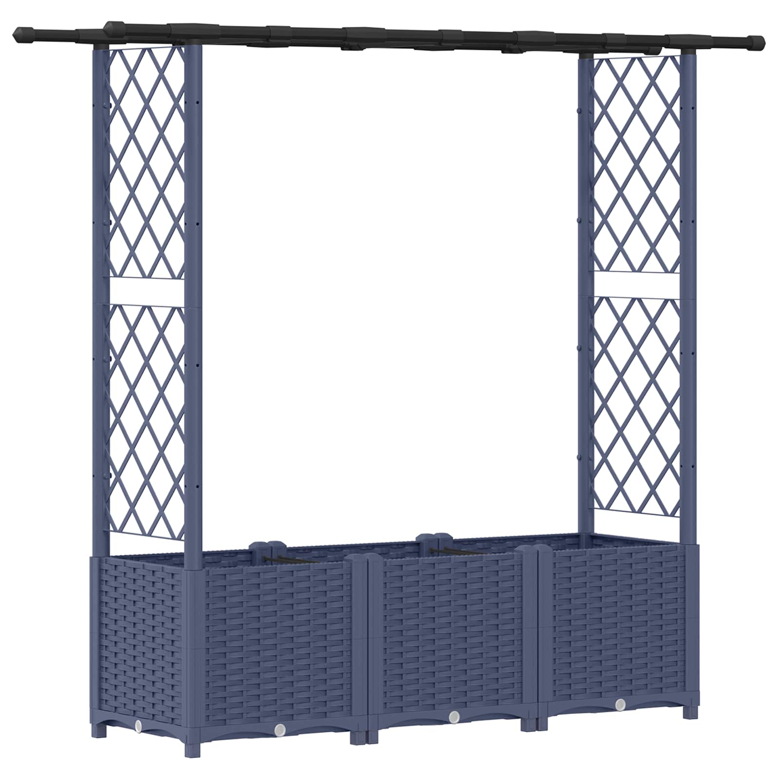 Cama elevada com treliça e telhado cinzento 162,5 x 40 x 136 cm